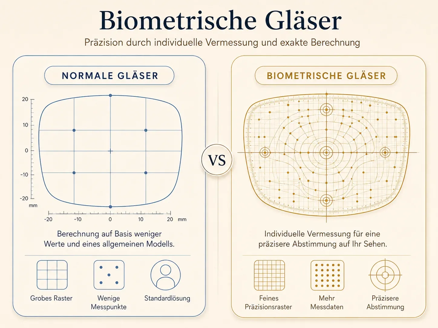 Biometrische Gläser und normale Gläser im Vergleich beim Optiker Jäger-Kehrer in Wangen im Allgäu
