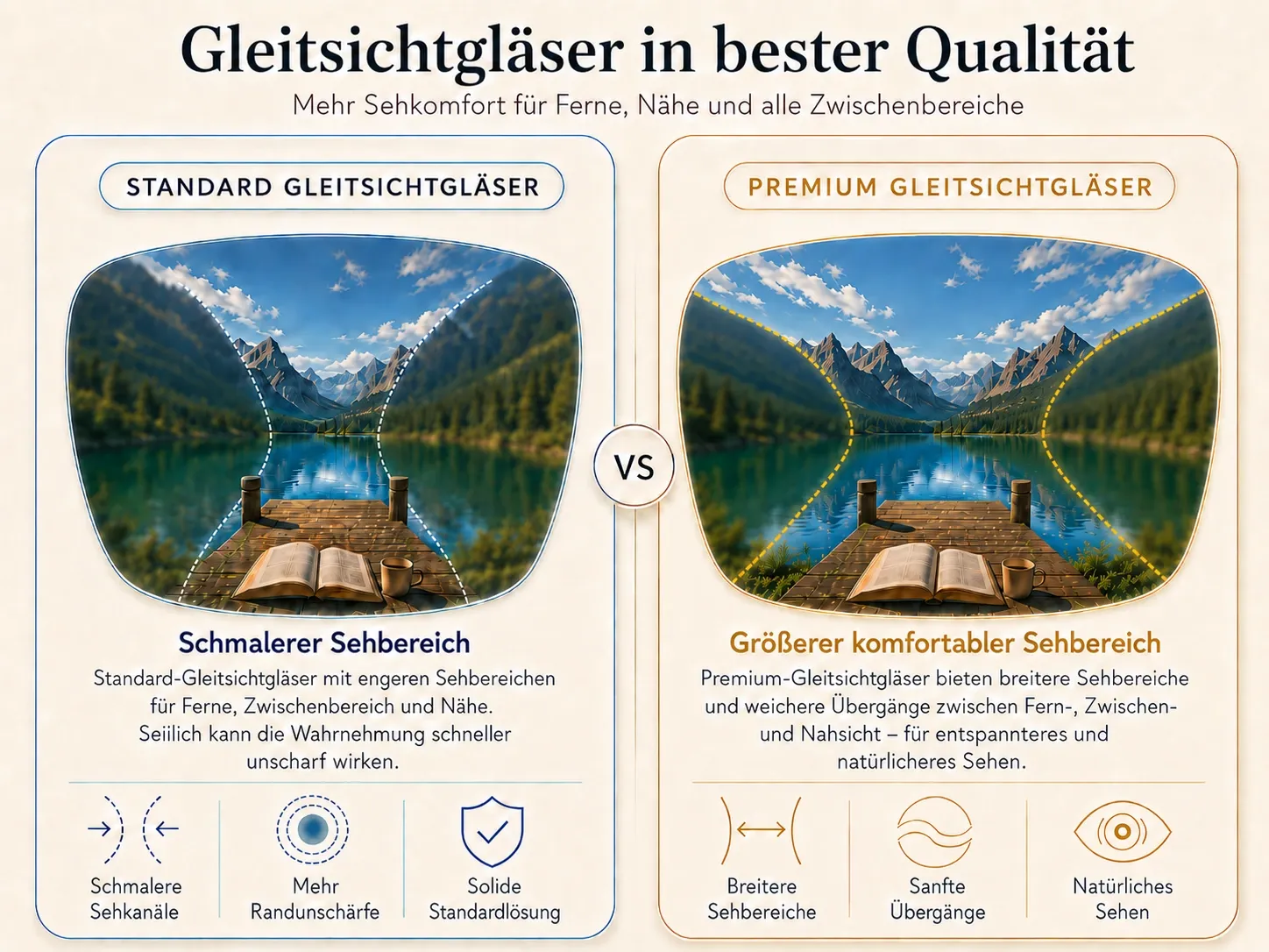Vergleich von Standard- und Premium-Gleitsichtgläsern beim Optiker Jäger-Kehrer in Wangen im Allgäu